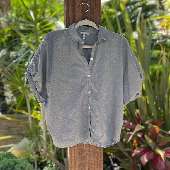 JOIE super soft lightweight cotton button down blouse sz XS - Picture 3 of 12